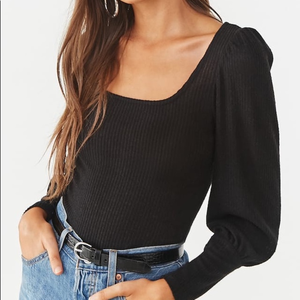 NWT Forever 21 Ribbed Gigot Sleeve Top